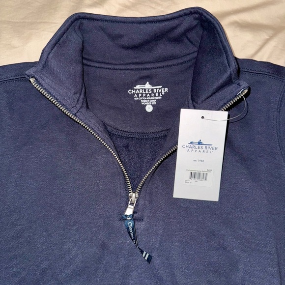 Charles River Apparel Navy Crosswind Quarter-Zip Pullover NWT - Picture 4 of 7